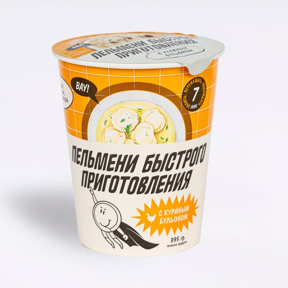 Пельмени быстрого приготовления с куриным бульоном